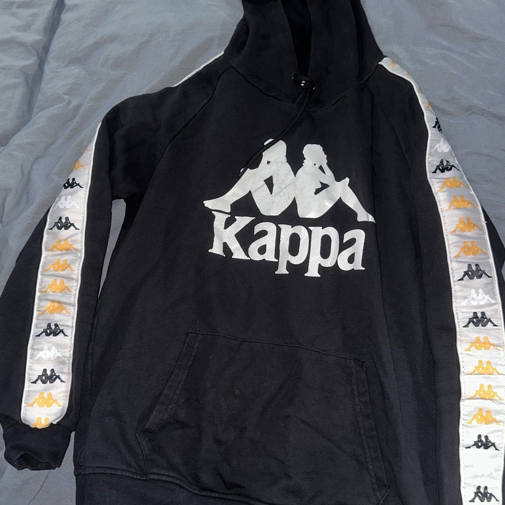 Kappa Black Hoodie with White and Yellow Accents